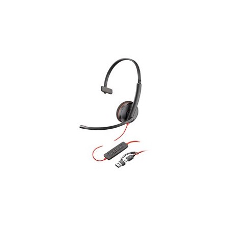 HP Poly Blackwire 3210 - Blackwire 3200 Series - náhlavní souprava - náhlavní - kabelové - USB-C - černá - Certified for Skype