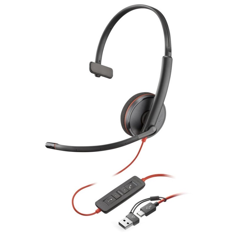 HP Poly Blackwire 3210 - Blackwire 3200 Series - náhlavní souprava - náhlavní - kabelové - USB-C - černá - certifikováno UC