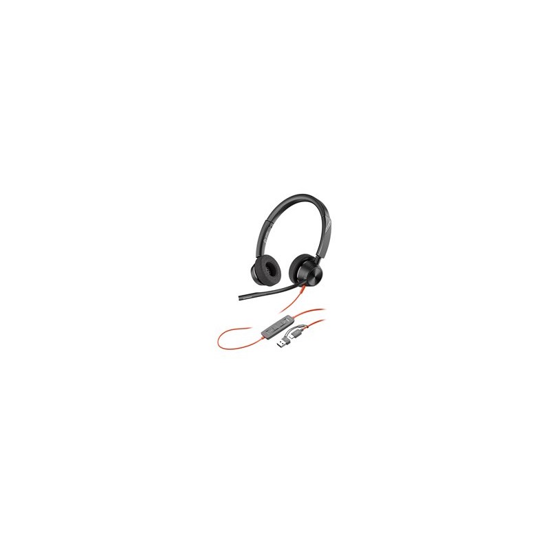 Poly Blackwire 3320 MS Teams náhlavní souprava, USB-C/A adaptér, stereo