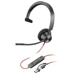 HP Poly Blackwire 3310 - Blackwire 3300 series - náhlavní souprava - náhlavní - kabelové - USB-C - černá - certifikováno UC