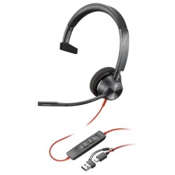 Poly Blackwire 3310 MS Teams náhlavní souprava, USB-C/A adaptér, mono