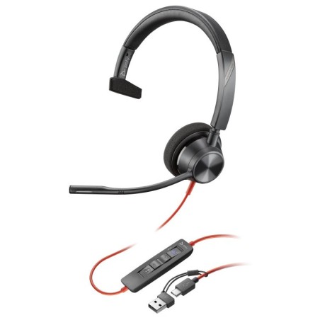 Poly Blackwire 3310 MS Teams náhlavní souprava, USB-C/A adaptér, mono