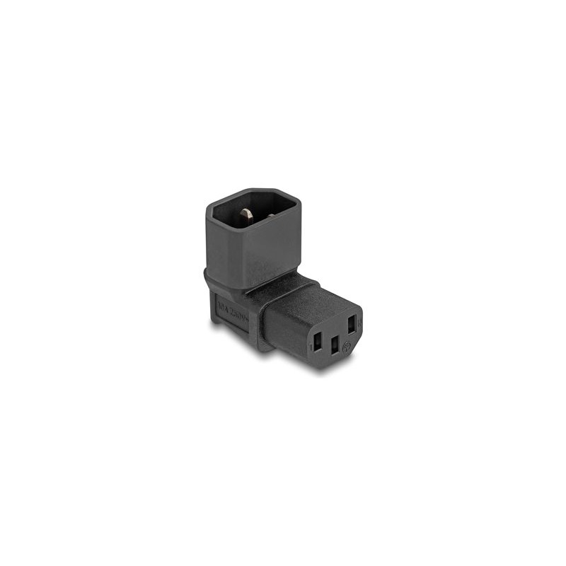 Delock - Adaptér napájení - power IEC 60320 C13 do IEC 60320 C14 - 250 V - 10 A - 90° konektor - cerná