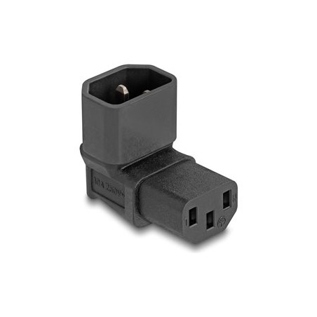 Delock - Adaptér napájení - power IEC 60320 C13 do IEC 60320 C14 - 250 V - 10 A - 90° konektor - cerná