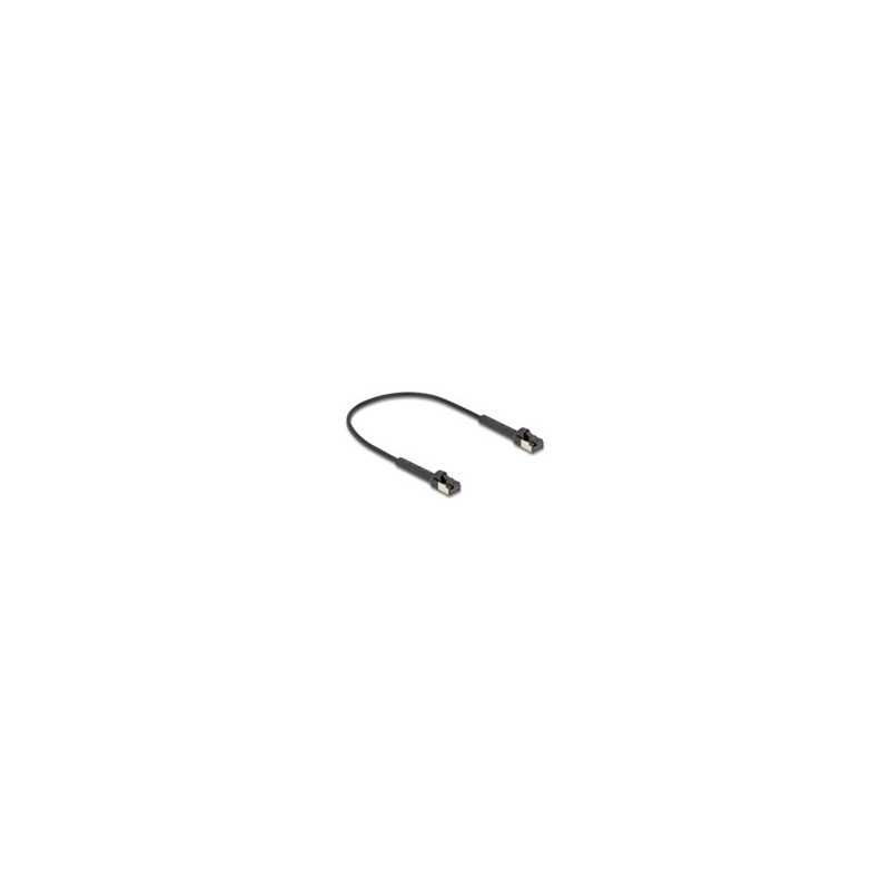 Delock - Patch kabel - RJ-45 (M) naklonený až do 60° do RJ-45 (M) naklonený až do 60° - 25 cm - 3.8 mm - U/FTP - CAT 8.1