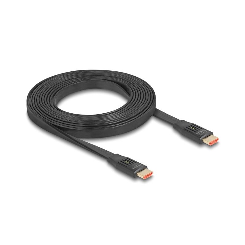 Delock - Vysoká rychlost - kabel HDMI s ethernetem - HDMI s piny (male) do HDMI s piny (male) - 3 m - cerná - plochý, podporuje