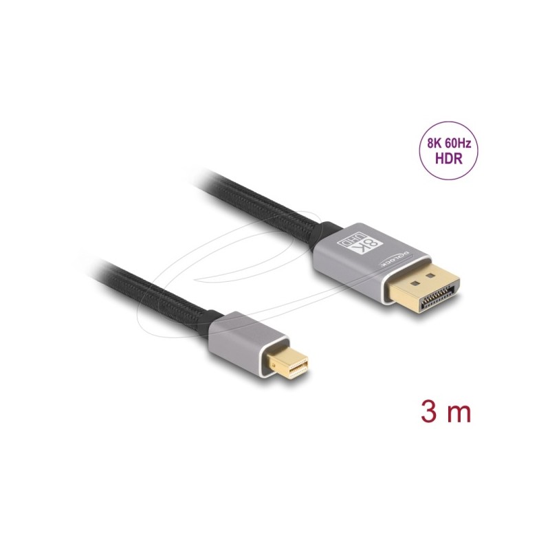 Delock - Kabel DisplayPort - Mini DisplayPort (M) do DisplayPort (M) - DisplayPort 1.4 - 3 m - podpora 8K60Hz - šedá, cerná