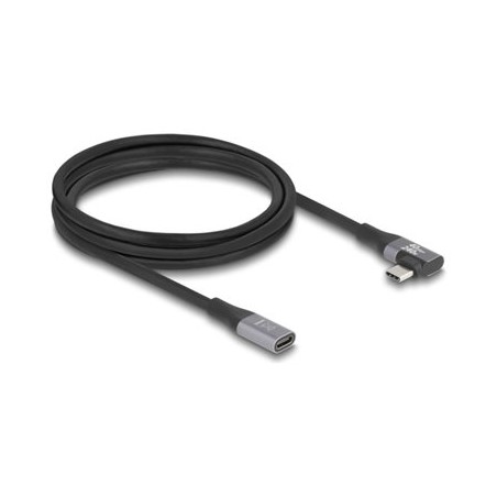 Delock - Prodlužovací USB kabel - 24 pin USB-C (M) levý/pravý úhel do 24 pin USB-C (F) - USB 2.0 / USB 3.2 / USB4 / Thunderbolt