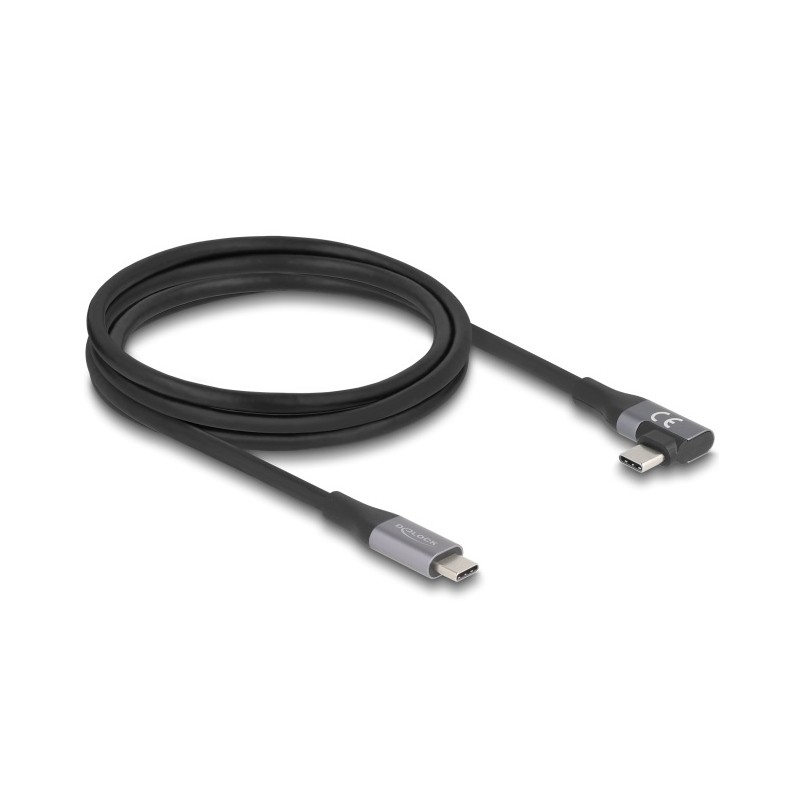 Delock - USB kabel - 24 pin USB-C (M) rovné do 24 pin USB-C (M) levý/pravý úhel - USB 3.2 / Thunderbolt 3 - 48 V - 5 A - 2 m