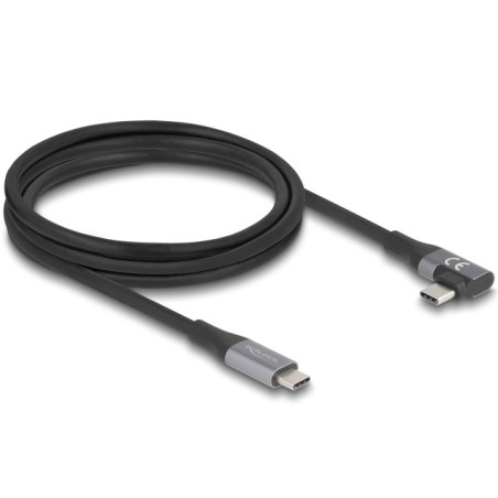 Delock - USB kabel - 24 pin USB-C (M) rovné do 24 pin USB-C (M) levý/pravý úhel - USB 3.2 / Thunderbolt 3 - 48 V - 5 A - 2 m