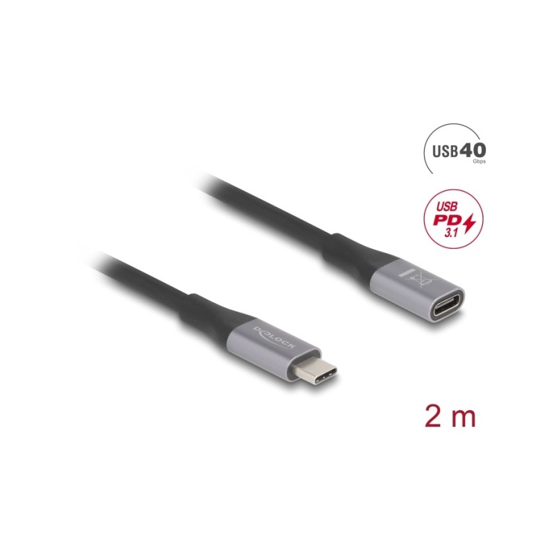 Delock - Prodlužovací USB kabel - 24 pin USB-C (M) do 24 pin USB-C (F) - USB 2.0 / USB 3.2 / USB4 / Thunderbolt 3 - 48 V - 5 A
