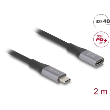 Delock - Prodlužovací USB kabel - 24 pin USB-C (M) do 24 pin USB-C (F) - USB 2.0 / USB 3.2 / USB4 / Thunderbolt 3 - 48 V - 5 A