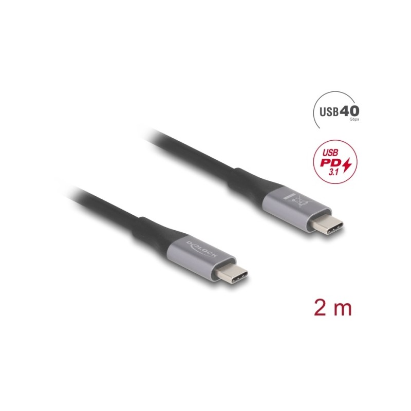Delock - USB kabel - 24 pin USB-C (M) do 24 pin USB-C (M) - USB 3.2 / Thunderbolt 3 - 2 m - podpora 8K60Hz (7680 x 4320)