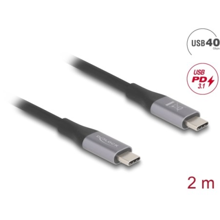 Delock - USB kabel - 24 pin USB-C (M) do 24 pin USB-C (M) - USB 3.2 / Thunderbolt 3 - 2 m - podpora 8K60Hz (7680 x 4320)