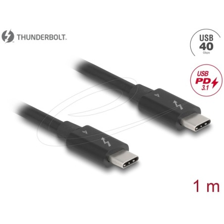 Delock - Kabel Thunderbolt - USB-C (M) do USB-C (M) - USB 3.0 / Thunderbolt 3 / PCIe 3.0 - 1 m - rychlost prenosu dat až 40