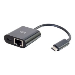 C2G USB C to Ethernet Adapter With Power Delivery - Black - Síťový adaptér - USB-C - Gigabit Ethernet x 1 - černá