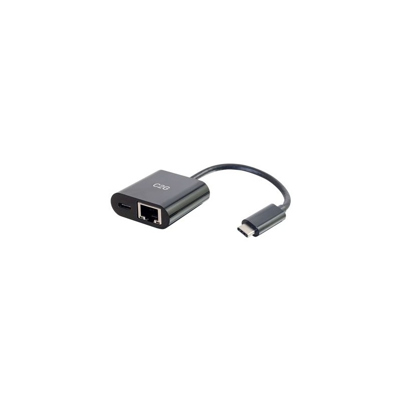 C2G USB C to Ethernet Adapter With Power Delivery - Black - Síťový adaptér - USB-C - Gigabit Ethernet x 1 - černá