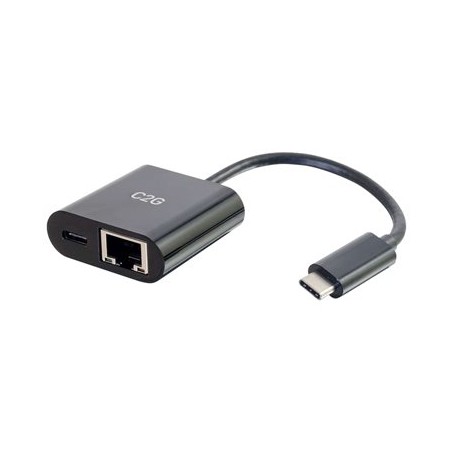 C2G USB C to Ethernet Adapter With Power Delivery - Black - Síťový adaptér - USB-C - Gigabit Ethernet x 1 - černá