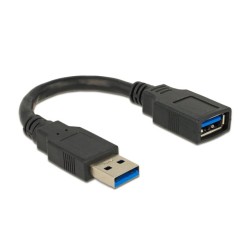 Delock - Prodlužovací šňůra USB - USB typ A (M) do USB typ A (F) - USB 3.0 - 15 cm - černá
