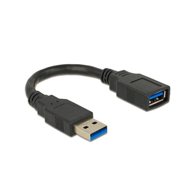 Delock - Prodlužovací šňůra USB - USB typ A (M) do USB typ A (F) - USB 3.0 - 15 cm - černá