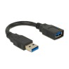 Delock - Prodlužovací šňůra USB - USB typ A (M) do USB typ A (F) - USB 3.0 - 15 cm - černá