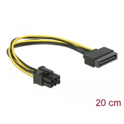 Delock - Elektrický kabel - SATA napájení (M) do 6 pin PCIe power (M) - 21 cm