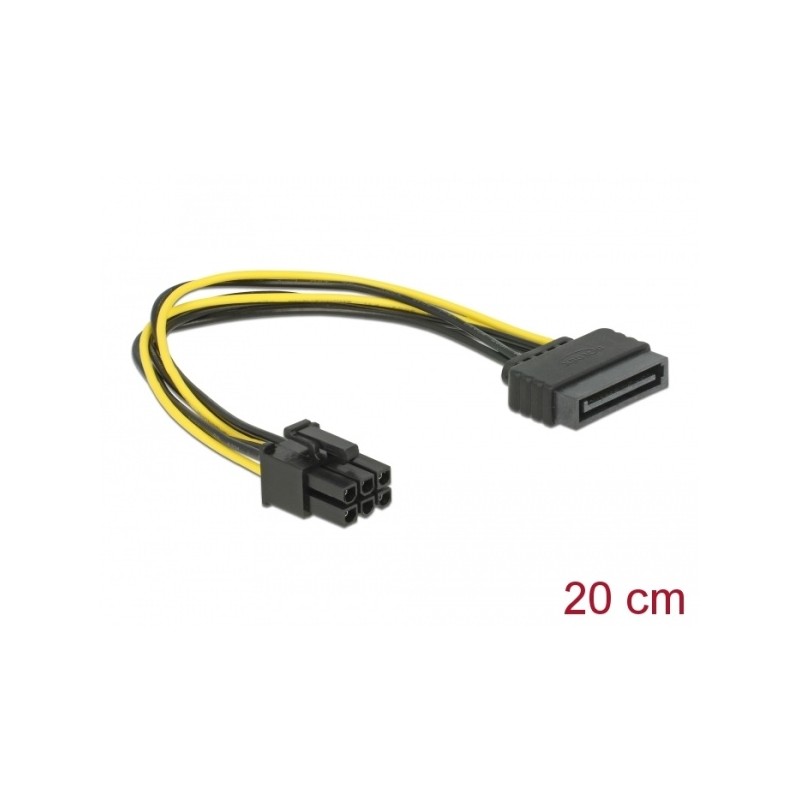 Delock - Elektrický kabel - SATA napájení (M) do 6 pin PCIe power (M) - 21 cm