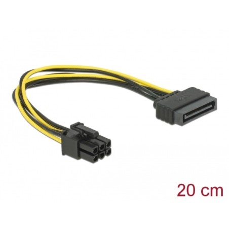 Delock - Elektrický kabel - SATA napájení (M) do 6 pin PCIe power (M) - 21 cm