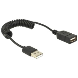 Delock - Prodlužovací šňůra USB - USB (M) do USB (F) - 60 cm - svinutý - černá