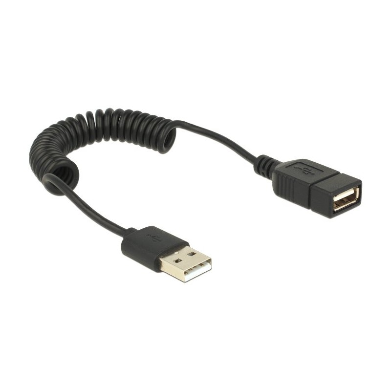 Delock - Prodlužovací šňůra USB - USB (M) do USB (F) - 60 cm - svinutý - černá