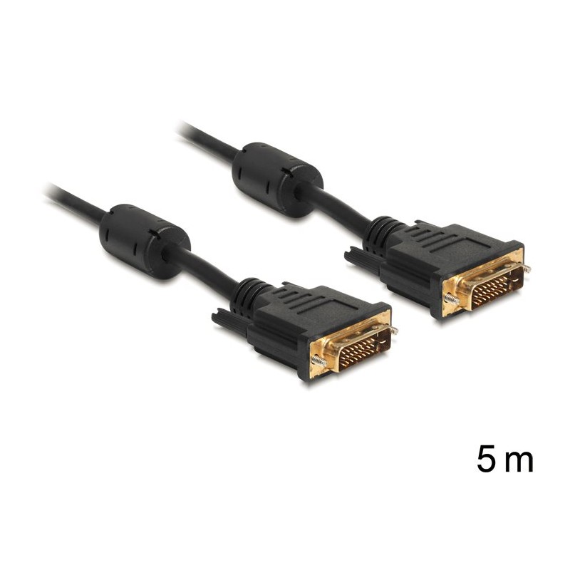 Delock - Kabel DVI - DVI-D (M) do DVI-D (M) - 5 m - křídlové šrouby - černá