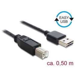 Delock Easy - Kabel USB - USB (M) reverzní do USB typ B (M) - USB 2.0 - 50 cm - černá