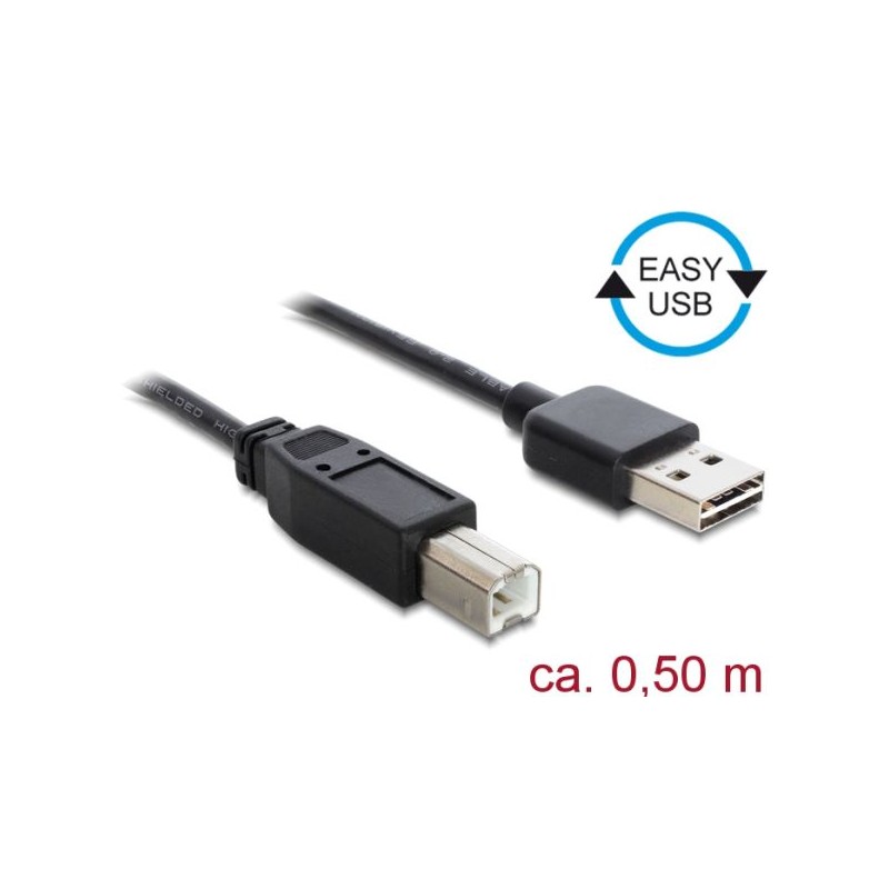 Delock Easy - Kabel USB - USB (M) reverzní do USB typ B (M) - USB 2.0 - 50 cm - černá