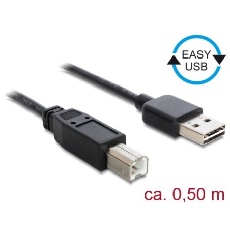 Delock Easy - Kabel USB - USB (M) reverzní do USB typ B (M) - USB 2.0 - 50 cm - černá