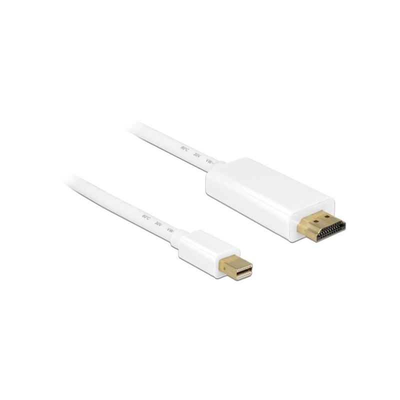 Delock - Kabel adaptéru - Mini DisplayPort s piny (male) do HDMI s piny (male) - 2 m - bílá