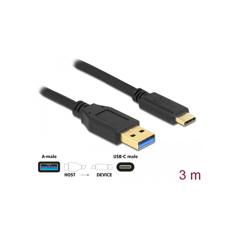 Delock - USB kabel - 24 pin USB-C (M) do USB typ A (M) - USB 3.2 Gen 1 - 3 m - černá