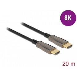Delock - HDMI kabel - HDMI s piny (male) do HDMI s piny (male) - 20 m - cerná - Active Optical Cable (AOC), podpora 8K60Hz