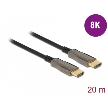 Delock - HDMI kabel - HDMI s piny (male) do HDMI s piny (male) - 20 m - cerná - Active Optical Cable (AOC), podpora 8K60Hz