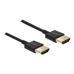 Delock Slim Premium - Kabel HDMI s ethernetem - HDMI s piny (male) do HDMI s piny (male) - 2 m - trojnásobně stíněný - černá