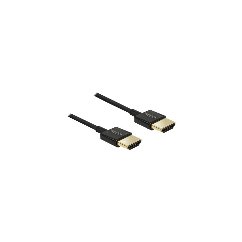 Delock Slim Premium - Kabel HDMI s ethernetem - HDMI s piny (male) do HDMI s piny (male) - 2 m - trojnásobně stíněný - černá