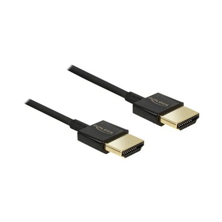 Delock Slim Premium - Kabel HDMI s ethernetem - HDMI s piny (male) do HDMI s piny (male) - 2 m - trojnásobně stíněný - černá
