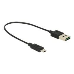Delock - Kabel USB - Micro USB typ B (M) do USB (M) - USB 2.0 - 20 cm - reverzibilní konektor A, reverzibilní mikro konektor B