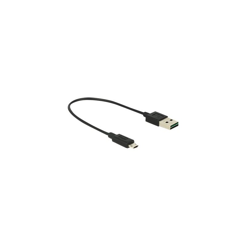 Delock - Kabel USB - Micro USB typ B (M) do USB (M) - USB 2.0 - 20 cm - reverzibilní konektor A, reverzibilní mikro konektor B