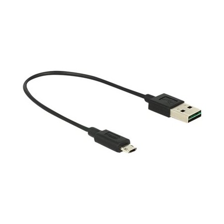 Delock - Kabel USB - Micro USB typ B (M) do USB (M) - USB 2.0 - 20 cm - reverzibilní konektor A, reverzibilní mikro konektor B