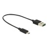 Delock - Kabel USB - Micro USB typ B (M) do USB (M) - USB 2.0 - 20 cm - reverzibilní konektor A, reverzibilní mikro konektor B
