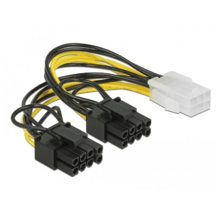 Delock - Elektrický kabel - 6 pin PCIe power (F) do 8 pinové napájení PCIe (6+2) (M) - 12 V - 15 cm - opatřený západkou