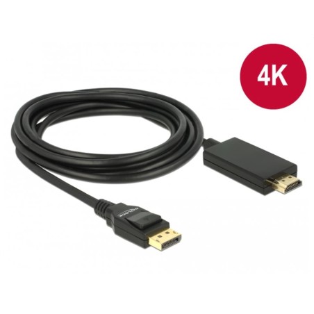 Delock - Kabel adaptéru - DisplayPort s piny (male) do HDMI s piny (male) - 3 m - trojnásobně stíněná kroucená dvoulinka