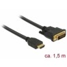 Delock - Kabel adaptéru - HDMI s piny (male) do DVI-D s piny (male) - 1.5 m - trojnásobně stíněný - černá - křídlové šrouby