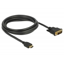 Delock - Kabel adaptéru - DVI-D s piny (male) do HDMI s piny (male) - 2 m - trojnásobně stíněný - černá - křídlové šrouby