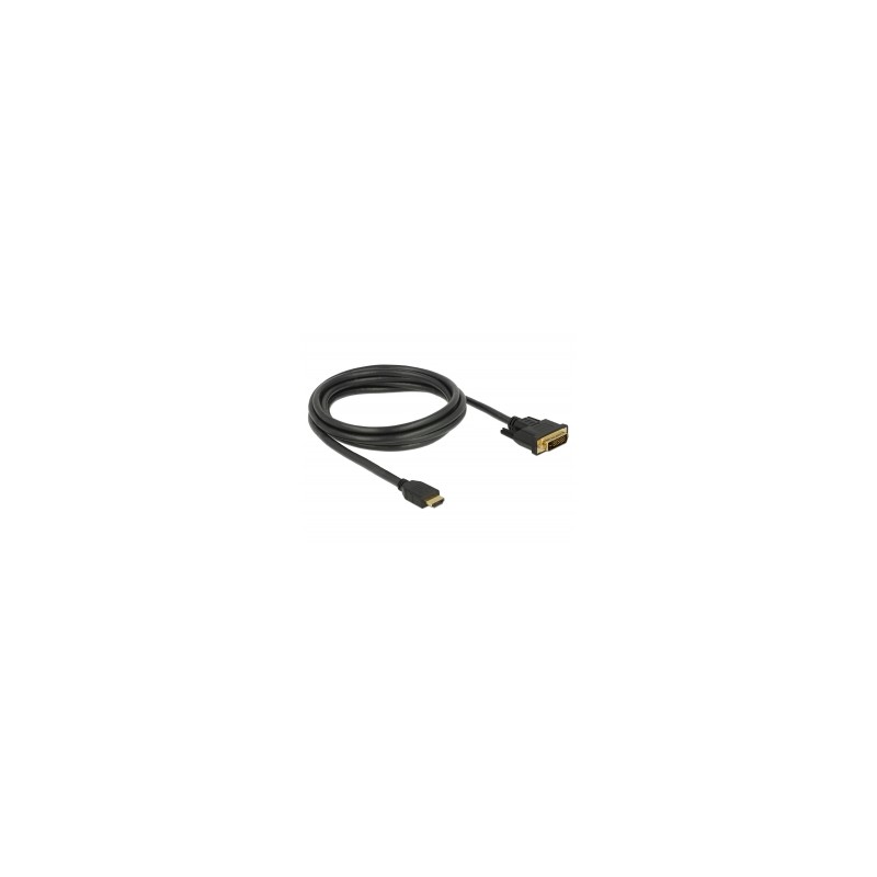 Delock - Kabel adaptéru - DVI-D s piny (male) do HDMI s piny (male) - 2 m - trojnásobně stíněný - černá - křídlové šrouby